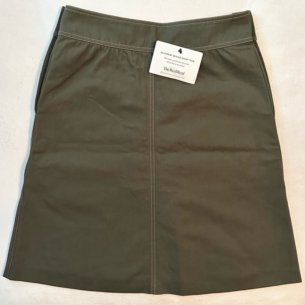 Vanessa Seward Midi Knee Length Cargo A-line Skirt Army Green US 6 - Picture 5 of 11
